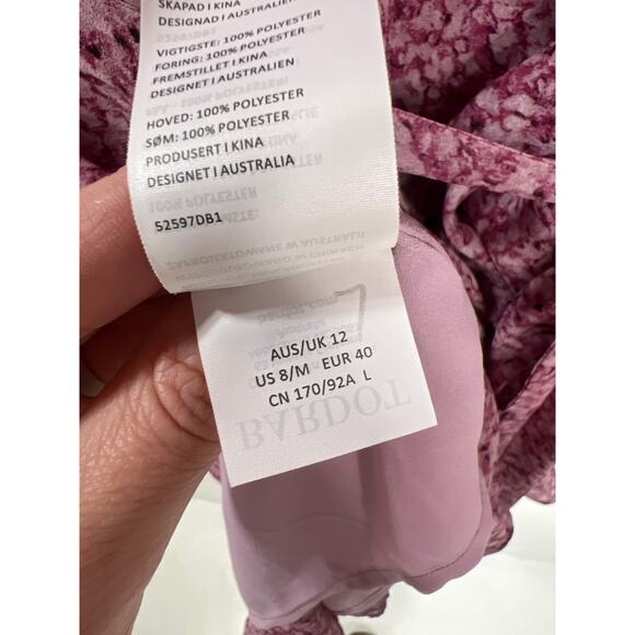 Bardot Dress Pink Long Sleeve Wrap 8 M Occasion Wedding Guest Evening - Picture 8 of 10